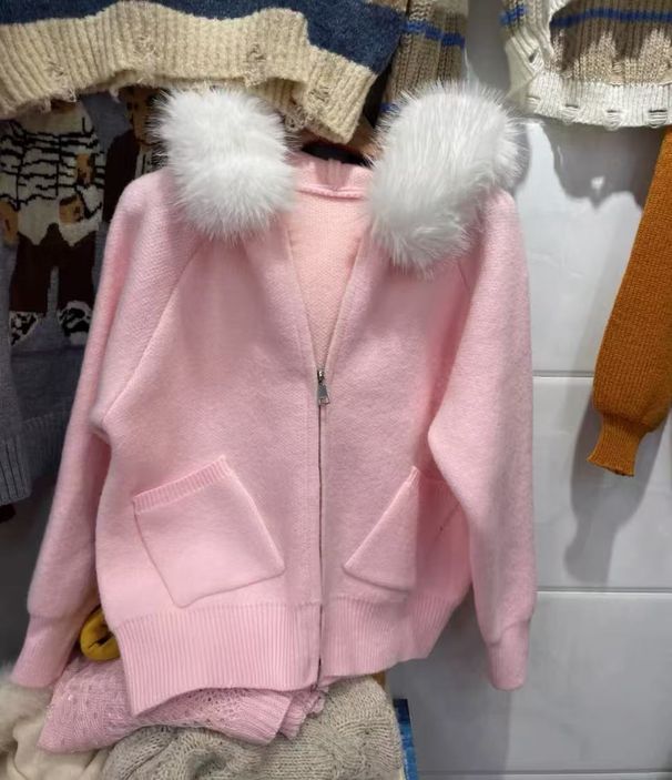 Women's Clothing Oversized Fur-Trim Hooded Cardigan – Winter Knit Sweater Jacket For Women_ecoleips.com