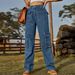 Women's Clothing Washed Semi Elastic Multi Pocket Denim Work Casual Pants_ecoleips.com