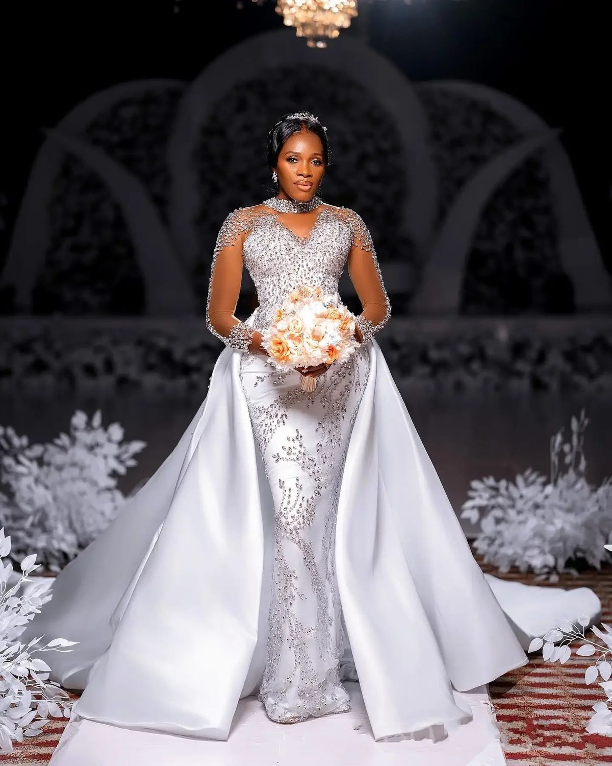 Pure White African Bride Wedding Dress New Foreign Trade Mermaid Fishtail Skirt Detachable Tail Women's Clothing Party Wear_ecoleips.com