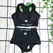 2023 New Letter Conservative Sports Two-Piece High-Waisted Bikini Women's Swimsuit_ecoleips.com