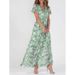 2026 New European And American Style Beach Maxi Dress, Chiffon Floral Print, Short Sleeve, Ruffle V-Neck, Fashionable_ecoleips.com