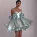 Petite Women's Solid Color Halter Evening Dress With Bow Design Short Dress For Birthday Parties And Prom_ecoleips.com