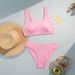 Jacquard Bikini Set – Sexy High-Cut Swimwear With Removable Padding (S-XL, Hot Pink, Polyester-Spandex, 300GSM)_ecoleips.com
