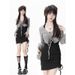 Black Swan Little Mom Autumn Halter Neck Hot Girl Bodycon Dress Slim Fit Sunscreen Shirt Two-Piece Set_ecoleips.com