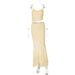 Women's European American Style Summer New Lace See through Ruffled Crop Top High Waisted Skirt Two Piece Set_ecoleips.com