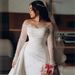 Women's Lightweight Satin Wedding Dress Long Lace Sleeves Off-the-Shoulder Floor-Length Slimming Gown for Bridal Receptions And Evening Banquets_ecoleips.com