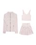Luludarling Women's Three Piece Active Set Long Stand Collar Fitted Jacket Nude High Waisted Mini Skirt U Shaped Bra Vest_ecoleips.com