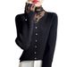Aria Basics Aria Basics European American Style 2025 Spring Autumn Women's Lace Patchwork Sweater With Stacked Collar, Fashionable And Versatile_ecoleips.com