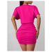 European And American Cross-Border Women's Fashion French Batwing Sleeve Elegant Short Bodycon Slim Waist Ruched Dress_ecoleips.com