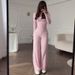 Spring Women's Casual Elastic Waist Two Piece Set Style Round Neck Long Sleeve Fashion_ecoleips.com
