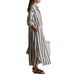 2026 European And American Independent Website Cross-border Fashion Loose V-neck Long Striped Summer Nine-quarter Sleeve_ecoleips.com