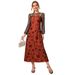 Custom-Made Women's Spring And Summer Round-Neck Long-Sleeved Digital Printed Mesh Dress_ecoleips.com