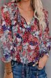 Verve Women's Clothing 2025 Autumn Winter New Floral Print V-neck Long Sleeve T-shirt Top_ecoleips.com