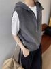Aria Basics Slimming Texture! Layered Hooded Zip-up 100% Wool Knitted For Women, Loose Sleeveless Sweater Vest_ecoleips.com