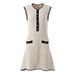 Women's Clothing Color Handmade Hook Edge Skirt Summer Round Neck Sleeveless White Knitted Dress_ecoleips.com