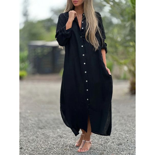 Spring Fashion Casual Long-Sleeved Cardigan Dress With Long Skirt And Shirt For Plus-Size Women_ecoleips.com