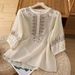 Retro Cotton And Linen Shirt For Women Half Sleeve Spring And Summer Cotton And Linen Shirt Loose-Fitting Belly-Covering_ecoleips.com