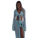 Women's Sexy Midi Skirt Set with Hollow Knitted Short Top European And American Style Two Piece Beach Skirt_ecoleips.com