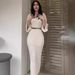 Women's Clothing Long V-Neck Knit Pullover Dress Slim Fit Autumn Winter Fashion_ecoleips.com