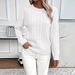 Women's Clothing Classic Cable Knit Crew Neck Sweater Women's Stylish Versatile_ecoleips.com