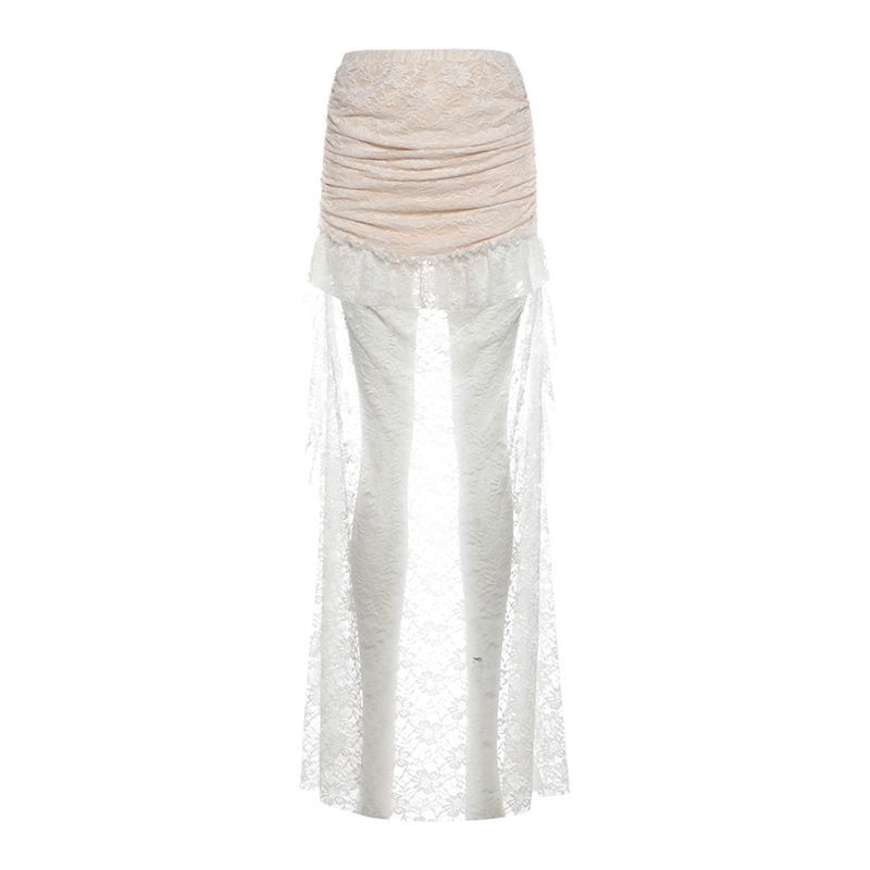 Women's Elegant Slim Fit Strapless Top with Waist Cinching Solid Color And Irregular High Waist Midi Skirt Autumn Set European American Style 2025_ecoleips.com