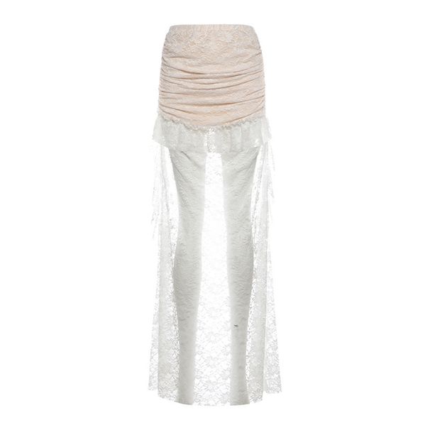 Women's Elegant Slim Fit Strapless Top with Waist Cinching Solid Color And Irregular High Waist Midi Skirt Autumn Set European American Style 2025_ecoleips.com