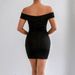 Off-Shoulder Bodycon Mini Dress With Ruffle Detail, Stretchy Pvc Blend Cocktail Party Dress For Women, Summer Fashion Bodycon Skirt_ecoleips.com
