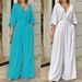 Voya Women's Summer Set, Daily Elegant And Casual V-neck Slim Fit Solid Color Wide Leg Jumpsuit, Available In Multiple Colors_ecoleips.com