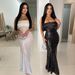 Women's Clothing Sexy Tube Top Dress Satin Splicing Sequin Fishtail Dress Female Dress Long Skirt_ecoleips.com