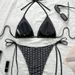 Women's Sexy Two-Piece Swimsuit Bikini Set Tie Waist Hot Spring Beachwear Regular Fit Polyester_ecoleips.com