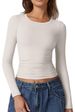 Women's Slim Fit Round Neck Long Sleeve T-Shirt – Stretchy & Sexy Basic Top For Fall & Winter (Oversized & Cropped Fit Options)_ecoleips.com