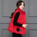 Korean-Style Quilted Puffer Vest For Women – Lightweight Winter Layering Piece With Stand Collar (M-XXXL, White/Black/Red/Pink/Army Green/Gray)_ecoleips.com