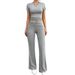 Women's Spring And Summer Casual Solid-Color Fitted Short-Sleeved And Long-Sleeved Suit_ecoleips.com
