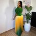Women's Clothing 2 Piece Set African Plus Size Women's Clothing High End Gradient Pleated Skirt Pleated Top Slim Commuting Fashionable Skirt_ecoleips.com