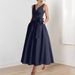 Women's Clothing Evening Dress For Women New Birthday Party Host V Neck Celebrity Daily Wear Slim Dress_ecoleips.com