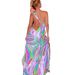 New Spring And Summer European And American Fashion Women's Printed Lace-up Vented Backless Holiday Dress Dress_ecoleips.com