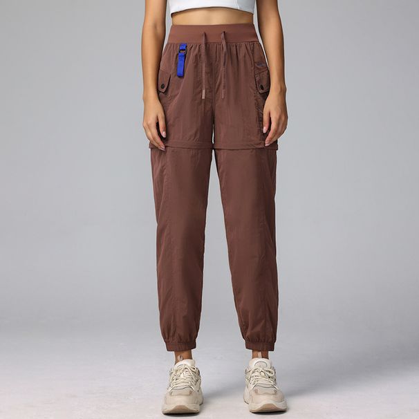 Women's High Waisted Loose Fitting Drawstring Windproof Slimming Casual Outdoor Convertible Athletic Pants_ecoleips.com