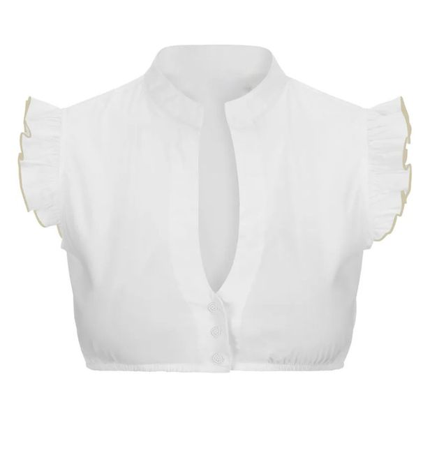 Authentic Bavarian Beer Festival Blouse - Traditional V-Neck Dirndl Top With Flutter Sleeves & Smocked Detail_ecoleips.com