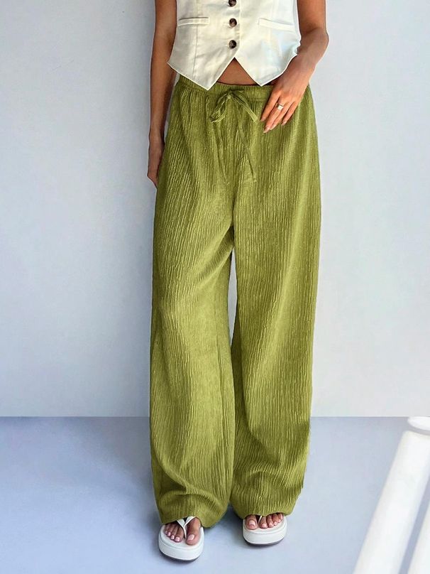 Women's High-Waisted Wide-Leg Trousers Retro American Loose Fit Floor-Length Pants with Irregular Pleats_ecoleips.com