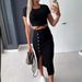 Women's Short Sleeve T-Shirt And High Waist Skirt Set 2-Piece_ecoleips.com