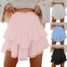 Women's Clothing Casual Bohemian Pleated Layered Short Skirt High Waist Golf Tennis Mini Skirt_ecoleips.com