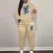 Women's Fashionable Casual Street Dance Sweatshirt And Pants Set Rabbit Print Warm Hooded Top plus Matching Bottoms for Autumn Winter_ecoleips.com