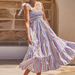 2026 New Women's Clothing Spring/Summer European And American Casual Plaid Tie-Neck Strapless Flared Dress_ecoleips.com