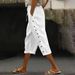 Women's Clothing Summer Women's Elastic Waist Capri Pants Casual Breathable Comfortable Style For Formal & Casual For Women_ecoleips.com