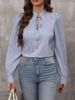 Blue Striped Long Sleeve New Design Versatile Shirt Feel Niche Loose Top_ecoleips.com
