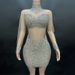 Women's Clothing Apricot Diamond Sexy See Through Mesh Mid Neck Zippered Slim Short Dress_ecoleips.com