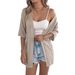 Real Shot Of 2025 Spring/summer European And American Solid Color Hollow-out Short-sleeve Knit Cardigan, Mid-length_ecoleips.com