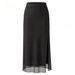 New Women's Side Slit Mesh Skirt Elastic Waist Bodycon Style In Stock Clothing Style_ecoleips.com