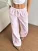 Women's Versatile Striped Loose Casual Elastic Waist Straight Leg Wide Leg Pants_ecoleips.com
