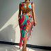 Verve 2025 New Printed Beach Dress Three-Piece Swimsuit Women's Sexy Bikini Hot Spring Swimwear_ecoleips.com